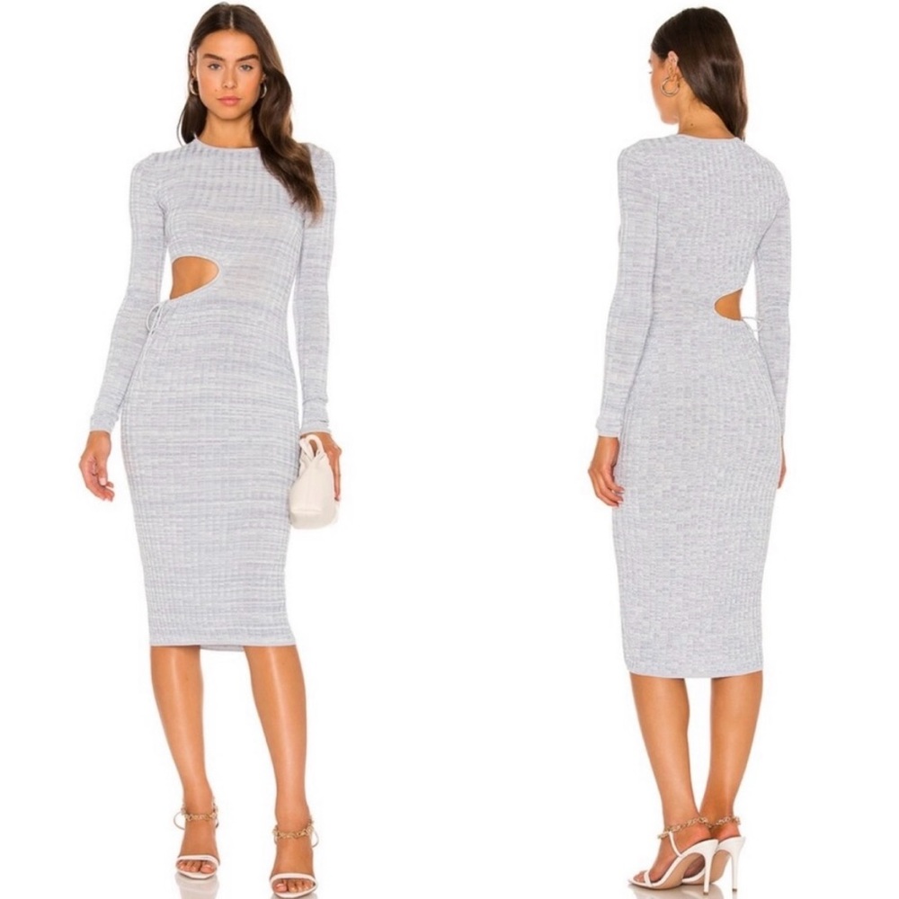 AYA MUSE Shale Cutout Ribbed-Knit Midi Dress